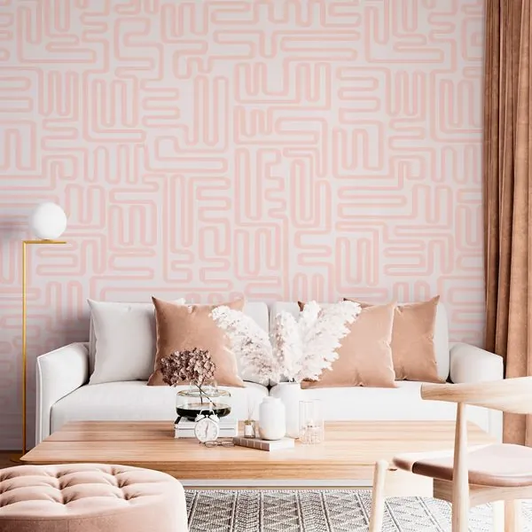 Abstrato Maze Rose — ambiente com o papel de parede aplicado