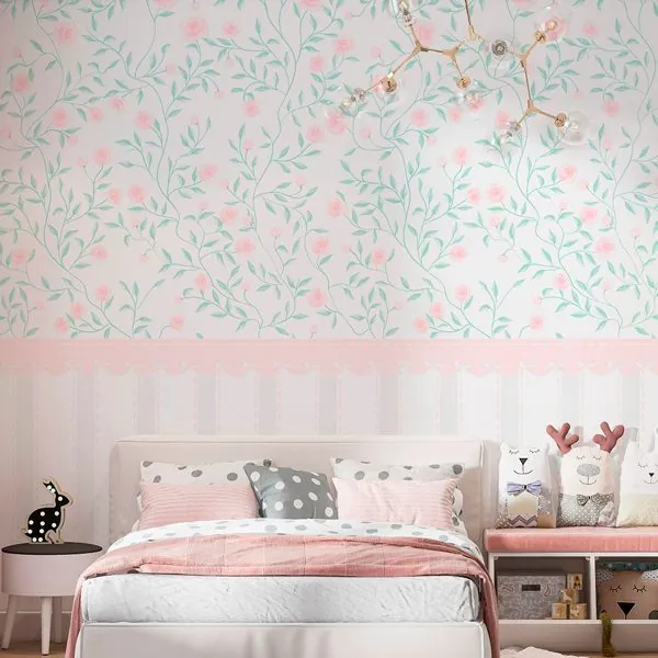 Afeto Aquarela dos Sonhos Soft — ambiente com o papel de parede aplicado