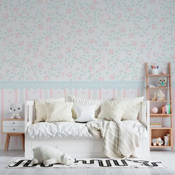 Afeto Sereno Soft — ambiente com o papel de parede aplicado