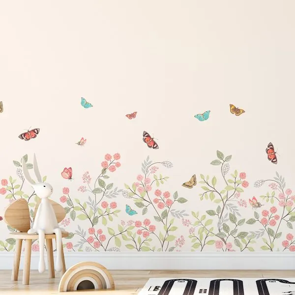 Aquarela Botânica — ambiente com o papel de parede aplicado