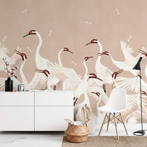 Cisnes Areia — ambiente com o papel de parede aplicado