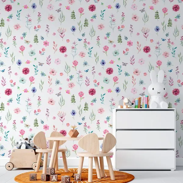 Cute Garden — ambiente com o papel de parede aplicado