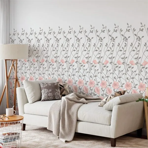 Degrade Floral Rose — ambiente com o papel de parede aplicado