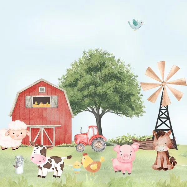 Fazendinha Infantil — estampa do papel de parede