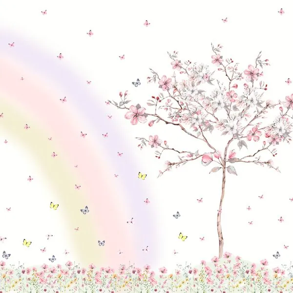 Infantil Arco Íris e Cerejeira — estampa do papel de parede