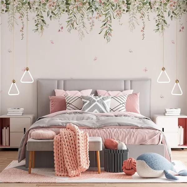 Jardim Suspenso Aquarela Fancy — ambiente com o papel de parede aplicado