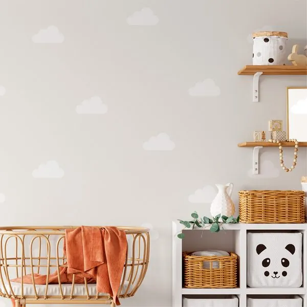 Nuvem Areia — ambiente com o papel de parede aplicado