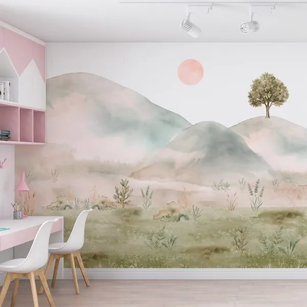 Paisagem do Campo — ambiente com o papel de parede aplicado