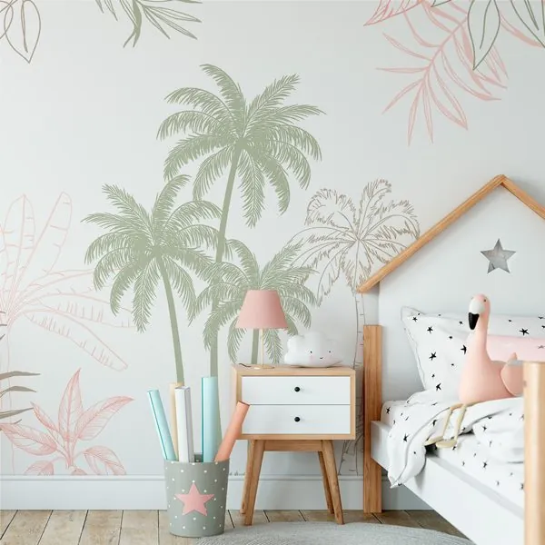 Plantas Clean — ambiente com o papel de parede aplicado