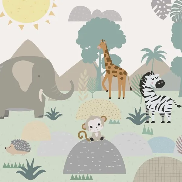 Safari Bebê Fofinho — estampa do papel de parede