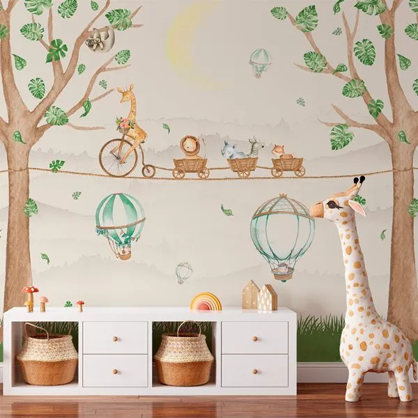Safari Bebê — ambiente com o papel de parede aplicado
