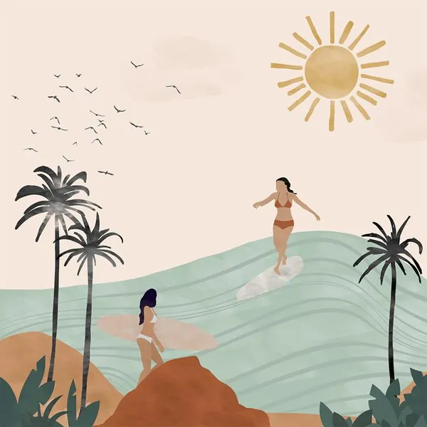 Surf Girls — estampa do papel de parede